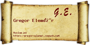 Gregor Elemér névjegykártya