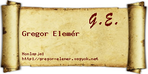 Gregor Elemér névjegykártya